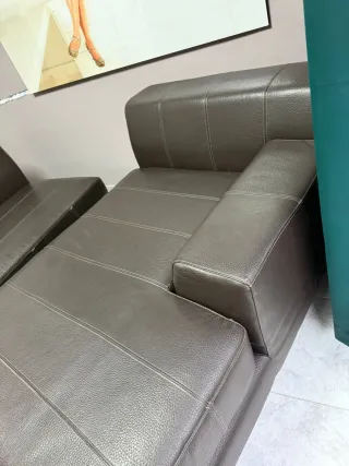 Sofá Chaise Longue Piel Negra/Marrón Ikea