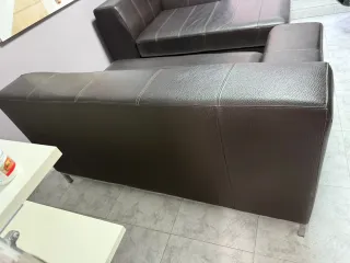 Sofá Chaise Longue Piel Negra/Marrón Ikea