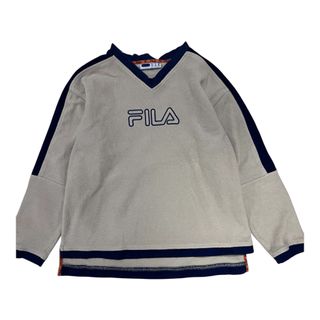 Fila Vintage Fleece Pullover Oversized Beige Retro