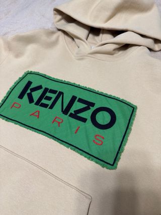 Sudadera Kenzo Paris Beige con Logo Verde