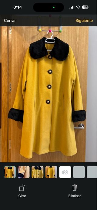 Abrigo amarillo mostaza largo mujer