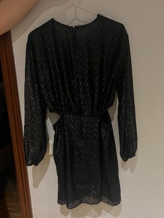 Vestido Mango Negro Brillante Talla M