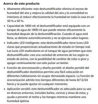 Deshumidificador Eléctrico 1800ml