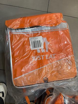Mochila Just Eat Naranja Expandible