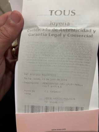 Pendiente Tous Oso Perla Oro