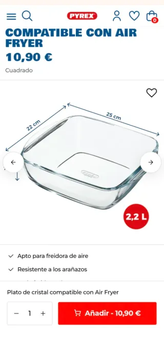 Lote 2 Bandejas Pyrex Airfryer nuevas