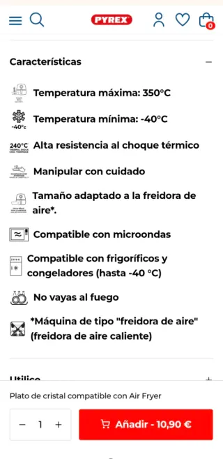 Lote 2 Bandejas Pyrex Airfryer nuevas