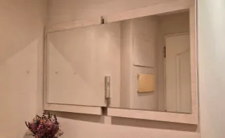 Mueble recibidor madera y cristal