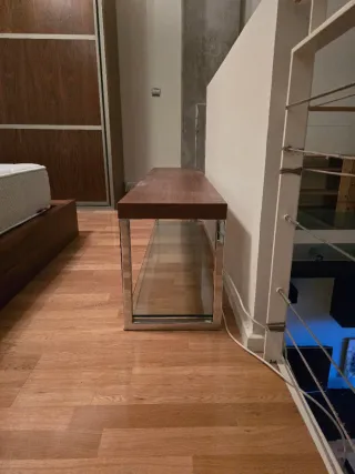 Mueble TV o banco madera y cristal