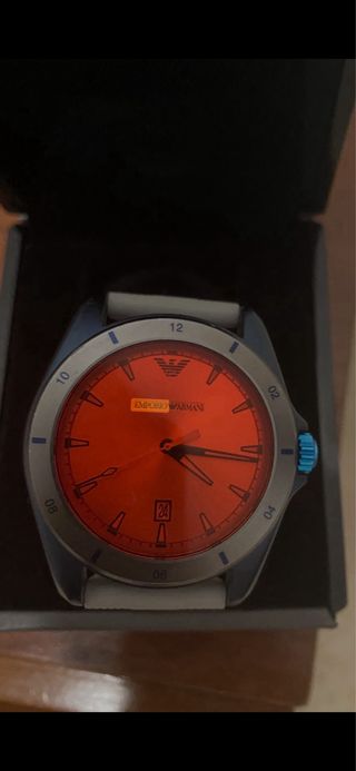 Reloj Emporio Armani Naranja y Plateado