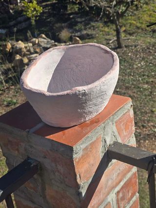 Vaso decorativo in cemento bianco grande