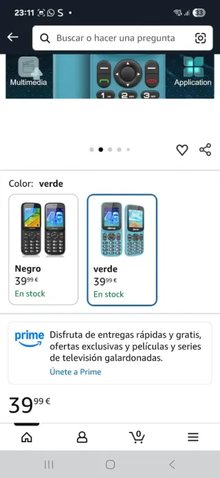 Telefono cellulare 4G verde