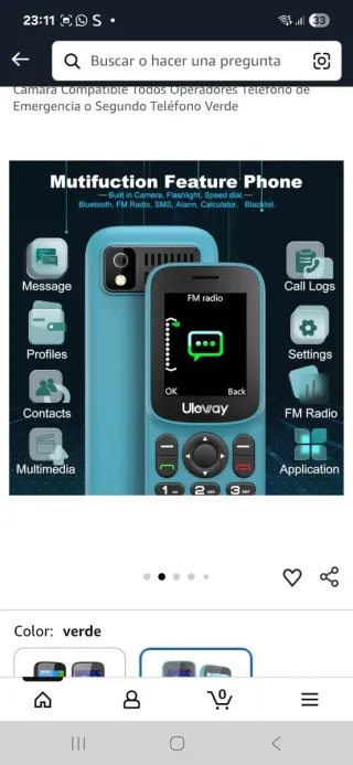 Telefono cellulare 4G verde