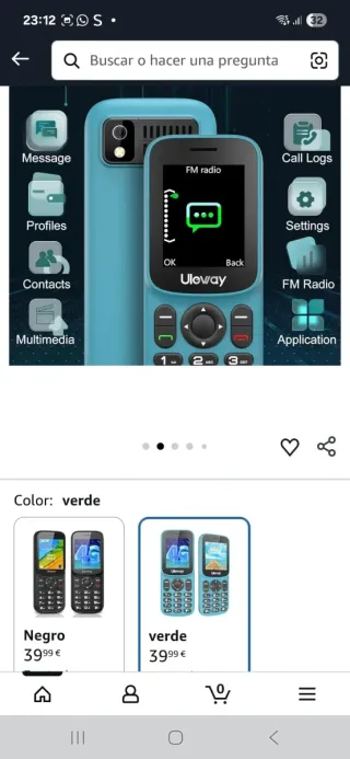 Telefono cellulare 4G verde