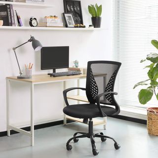 OBN22BK Obn22Bk-Silla De Oficina, Giratoria, Ajustable En Altura, Función De Inclinación Libre, Asiento Y Respaldo En Malla Transpirable, Capacidad Máxima De 120 Kg, Negro, Nylon, Talla Única