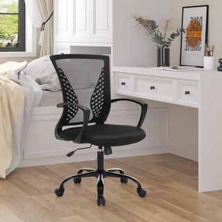 OBN22BK Obn22Bk-Silla De Oficina, Giratoria, Ajustable En Altura, Función De Inclinación Libre, Asiento Y Respaldo En Malla Transpirable, Capacidad Máxima De 120 Kg, Negro, Nylon, Talla Única