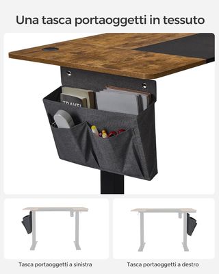 Escritorio Regulable en Altura Eléctrico, 120 X 60 Cm, Escritorio Eléctrico, Mesa Con Memoria para 4 Alturas, Puerto USB-C, Marrón Vintage y Negro Mate LSD015X01