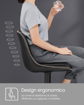 Juego De 2 Taburetes De Bar, Sillas De Bar Giratorias Ajustables En Altura, PU Acolchado, Sillas De Cocina Con Respaldo Y Reposapiés, Comedor, Barra, Acero, Negro Tinta LJB095B01