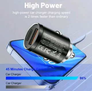 Carregador Rápido USB-C PD 100W para Carro