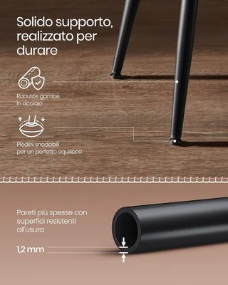 Colección EKHO - Taburetes de Cocina, Set de 4 Taburetes Altos de Bar, Sillas de Cocina, PU con Costura, Moderno de Mediados de Siglo, Altura 63 cm, Fácil de Montar, Marrón Caramelo LBC280K01