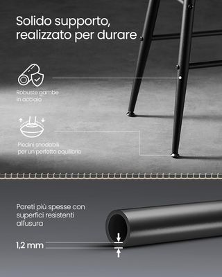 EKHO Colección - Taburetes de Cocina, Set de 4 Taburetes Altos de Bar, Sillas de Cocina, PU con Costura, Moderno de Mediados de Siglo, Altura 63 cm, Fácil de Montar, Negro Tinta LBC280B01