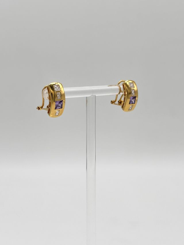 V310 PENDIENTES ORO PIEDRAS VIOLETAS
