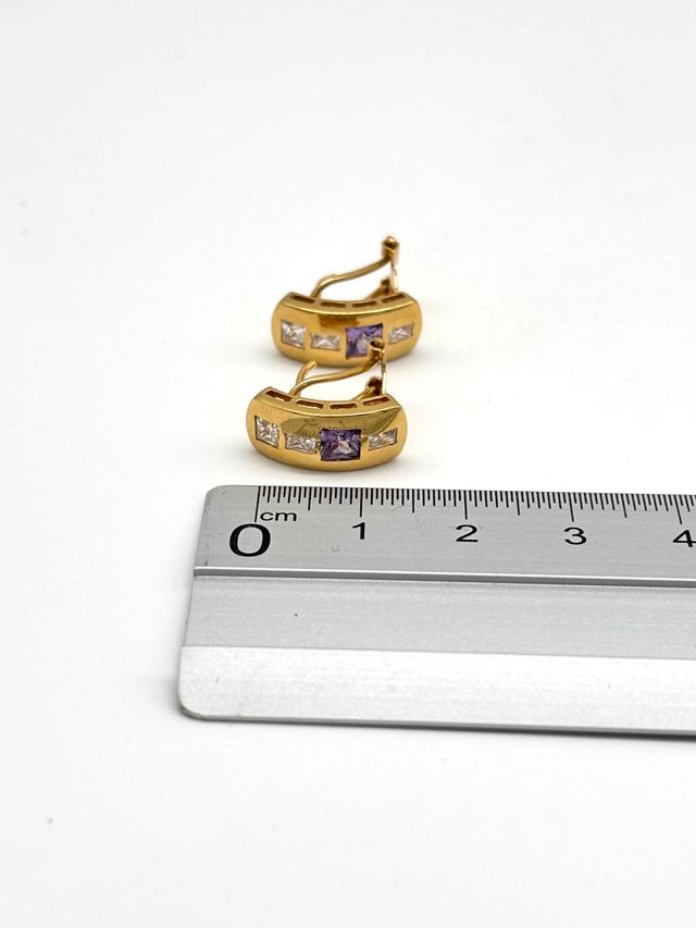 V310 PENDIENTES ORO PIEDRAS VIOLETAS