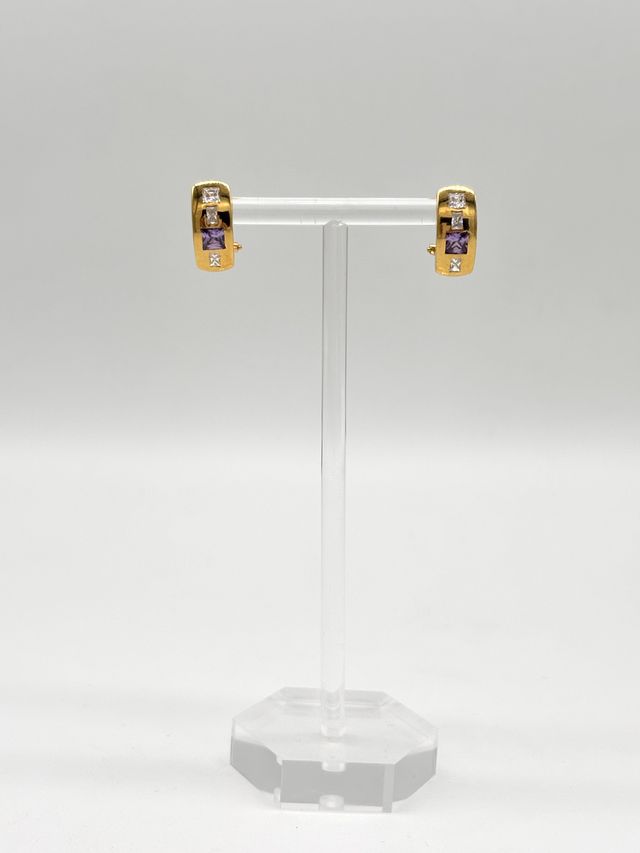 V310 PENDIENTES ORO PIEDRAS VIOLETAS