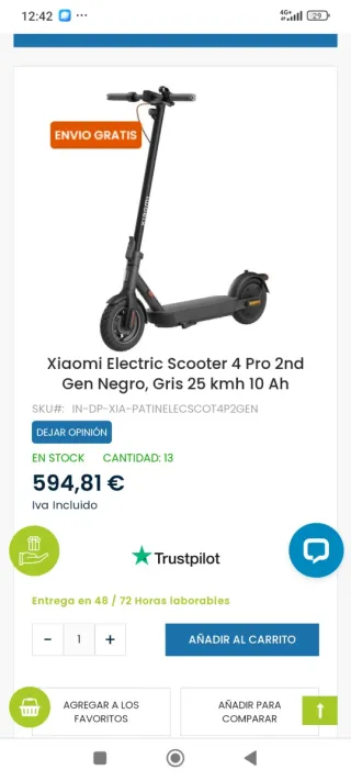 Patinete Xiaomi 4 Pro 2ª Gen Negro/Gris con interm