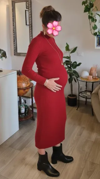 Abito premaman lungo rosso elasticizzato