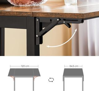 Mesa de Comedor Extensible, Mesa Plegable para 2-4 Personas, Mesa de Cocina para Espacios Pequeños, Marrón Vintage y Negro Tinta KDT077B01