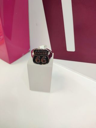 Anillo acero plateado hombre route 66 T25