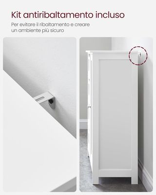 Mueble De Baño, Armario Autoportante, Mueble De Madera Con 4 Cajones Y Puerta, Estante Regulable, Para Sala De Estar, Cocina, Pasillo, Blanco LHC41W