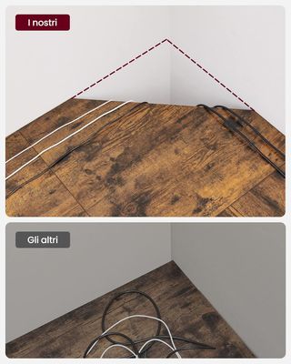 Escritorio Esquinero, Escritorio para Computadora en Forma de L, 149 X 149 X 76 Cm, para Oficina Estudio Gaming, Marrón Vintage y Negro Tinta LWD73X