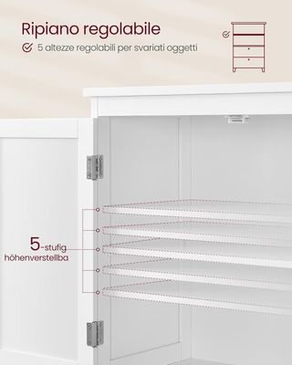 Mueble De Baño, Mueblecito De Baño, Credenza De Cocina, Armario Con 2 Cajones Y 2 Puertas, Estante Regulable, 30 X 60 X 110 Cm, Blanco BBC551P31