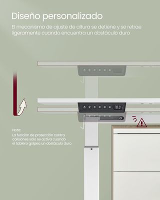 Escritorio Eléctrico Regulable en Altura, 60 X 120 X (72-120) Cm, Mesa Regulable de Forma Continua, Función de Memoria con 4 Alturas, Blanco Nube LSD172W01