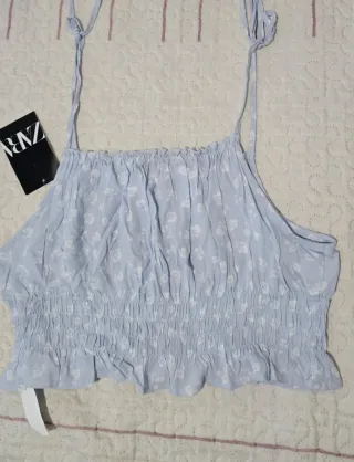 Top Zara floral azul