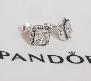 Pendientes botón plata circonita cuadrada