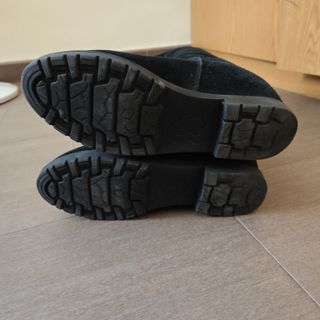 Botas altas planas ante negro pelo talla 38