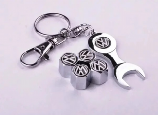 TAPONES + LLAVERO VOLKSWAGEN VÁLVULAS LLANTAS