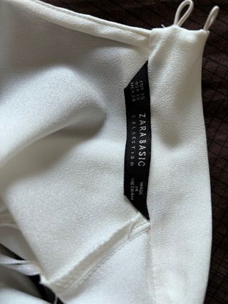 Camicia Zara Basic bianca con pizzo nero taglia XS