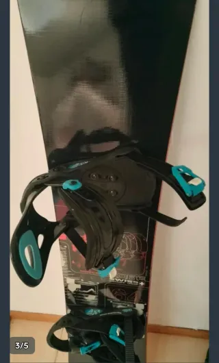 Tabla Snowboard Negra con Fijaciones