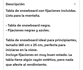 Tabla Snowboard Negra con Fijaciones