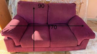 Sofá de 2 plazas tela rojo