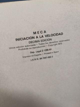Libreta, cuaderno-Meca. Iniciación a la velocidad. Metodo Kuhnel, 1980