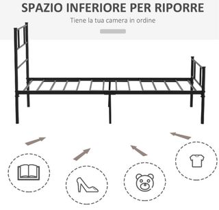 Letto singolo DecHome 90x200cm Acciaio