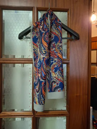 Foulard donna fantasia blu e arancio