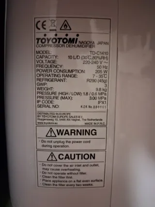 Deshumidificador Toyotomi Blanco