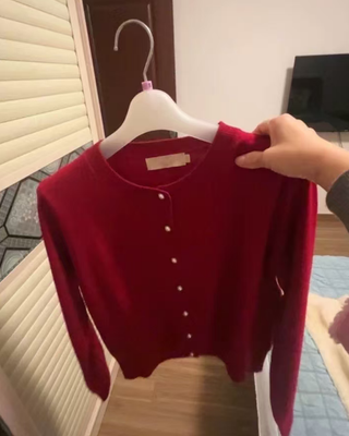 Jersey rojo cuello redondo mujer