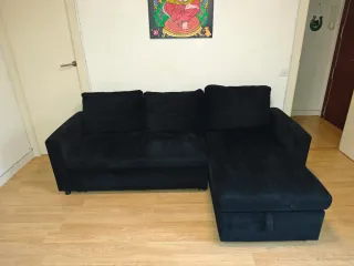 URGENTE: Sofá Chaise Longue Negro con Cama.